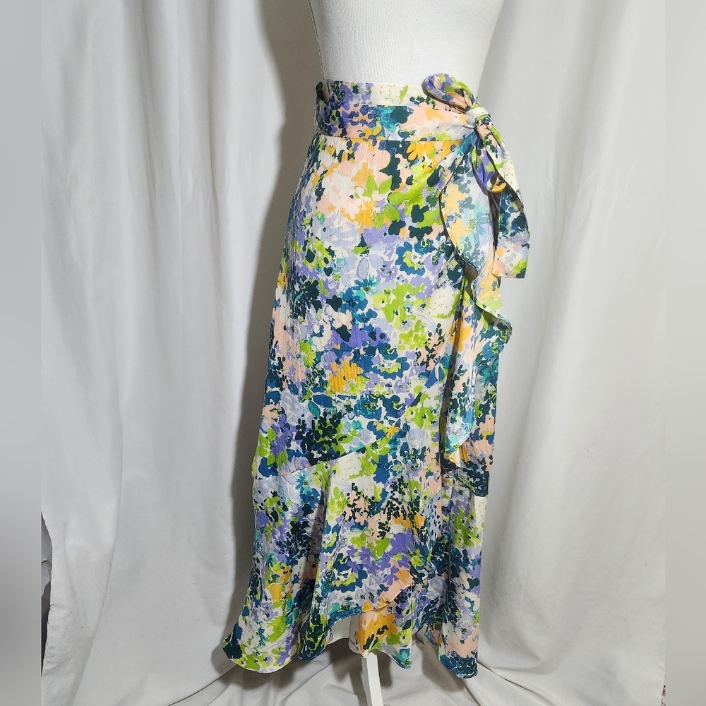 Anthropologie Maeve BL Motif Ruffled Wrap Skirt M NWT